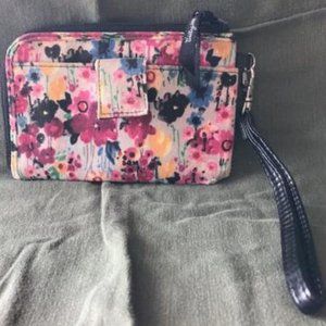 Watercolor Ditzy Garden Wristlet Wallet